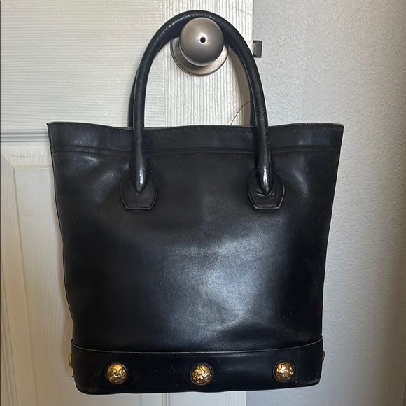 Salvatore Ferragamo Black Leather Tote Bag with Gold Accents - Picture 3 of 12
